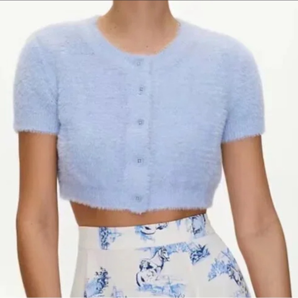 Aritzia Sunday Riley blue Effie cardigan